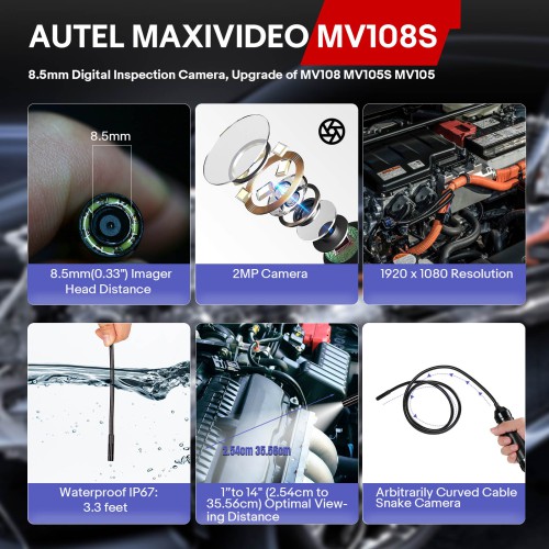 MaxiVideo MV108S 8.5mm Digital Inspection Camera for MaxiSys Tablet Kit