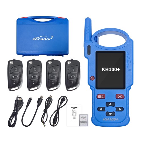 Newly Lonsdor KH100+ Hand-Held Key Programmer With Four Remote Keys Added TATA and Mahindra