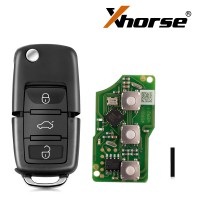 XHORSE XKB501EN Volkswagen B5 Style 3 Buttons Universal Wired Remote Flip Remote Key 5pcs/lot